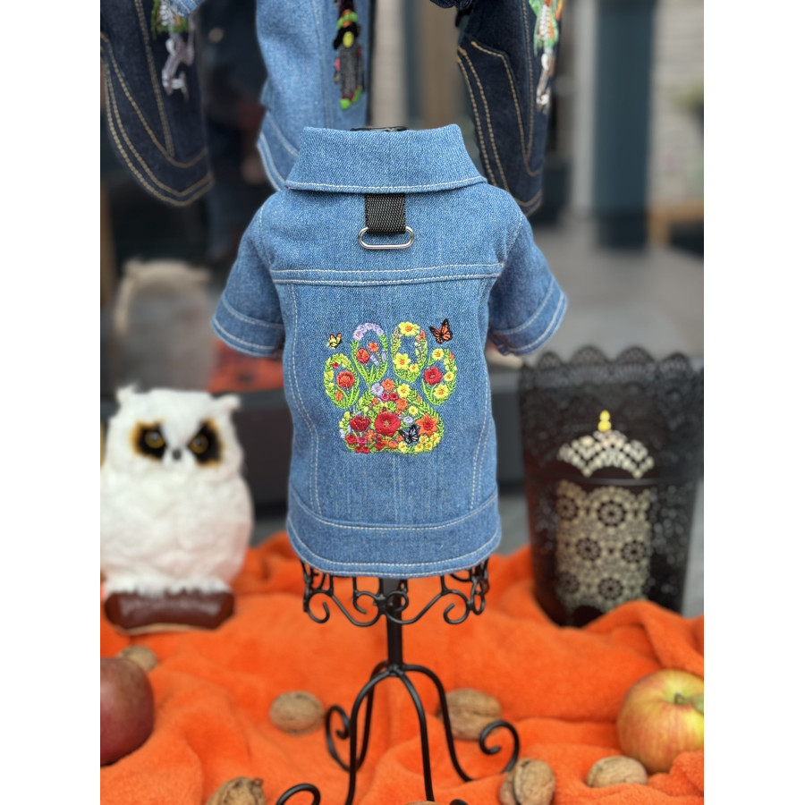 Denim Jacket – Floral Paw | TchDogWear